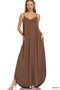 Zenana Woven Crinkle Cami Maxi Dress with Side Pockets