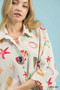 Umgee Seashell & Starfish Print Button-Down Top