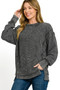 Zenana Acid Washed Double Ribbed Exposed-Seam Sweatshirt