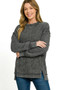 Zenana Acid Washed Double Ribbed Exposed-Seam Sweatshirt