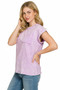 Zenana Full Size Crinkle Washed Round Neck Folded Short Sleeve Tee Plus Size