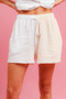BiBi Wrinkled Gauze Solid Shirts Top and Shorts Set