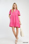 Umgee Linen Tiered Babydoll Dress with Scalloped Sleeves