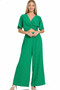 Zenana Woven Airflow Twisted Top & Wide Leg Pants Set