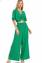 Zenana Woven Airflow Twisted Top & Wide Leg Pants Set