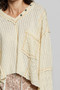 POL V-Neck Long Sleeve Top with Stitch Detail