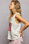 POL V-Neck Ribbed Tank with American Flag Patch and Star Back Patch