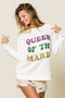 BiBi Queen Of Mardi Glitter Print Mardi Gras Sweatshirt