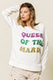 BiBi Queen Of Mardi Glitter Print Mardi Gras Sweatshirt
