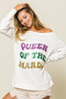 BiBi Queen Of Mardi Glitter Print Mardi Gras Sweatshirt