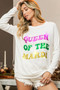 BiBi Queen Of Mardi Glitter Print Mardi Gras Sweatshirt