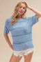 BiBi Patch Pocket Striped Lightweight Sweater Top