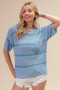 BiBi Patch Pocket Striped Lightweight Sweater Top