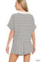 Zenana Striped Collared Top & Shorts Set