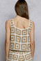 POL Openwork Square Neck Cropped Crochet Tank with Granny Square Weave