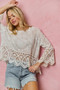 SO ME Floral Embroidered Crochet Lace Trimmed Top