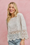 SO ME Floral Embroidered Crochet Lace Trimmed Top