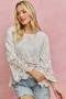 SO ME Floral Embroidered Crochet Lace Trimmed Top