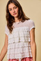 SO ME Ruffle Tiered Stretch Lace Short Sleeves Knit Top