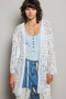 POL Openwork Lightweight Open Front Cardigan with Scalloped Edge