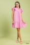 Umgee Flutter Sleeve Tiered Dress