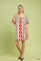 Umgee Mixed Print Puff Sleeve Mini Dress