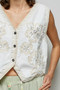 POL Embroidered Floral V-Neck Button Down Crochet Vest