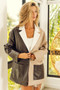 BiBi Faux Leather Color Block Single Blazer
