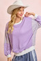 BiBi Mix and Match Sweatshirt with Floral Sleeve Striped