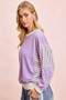 BiBi Mix and Match Sweatshirt with Floral Sleeve Striped