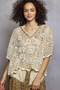 POL V-Neck Crochet Top with Scalloped Hem