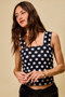 SO ME Polka Dot Knit Crop Seamless Casual Tank