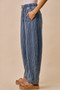 SO ME Stripe Denim Barrel Jeans Drawstring Waistband