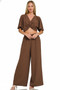 Zenana Woven Airflow Twisted Top & Wide Leg Pants Set