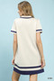 Umgee Striped Contrast Short Sleeve Shift Dress