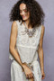 POL Sleeveless Flowy Fit Crochet Top with Scalloped Border Accents