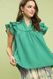 Umgee Ruffle Sleeve Textured Babydoll Blouse