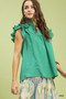 Umgee Ruffle Sleeve Textured Babydoll Blouse