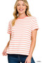 Zenana Striped Round Neck Short Sleeve T-Shirt