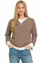 Zenana Contrast Striped Round Neck Sweatshirt