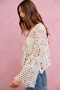 SO ME Floral Pattern Crochet Knit Tie Front Crop Cardigan