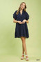 Umgee Textured Tiered Ruffle Collar Mini Dress