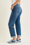 Judy Blue Mid Rise Boyfriend Embroidered Repair Patch Jeans