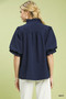 Umgee Textured Smocked Yoke Split-Neck Top