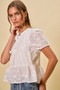 SO ME Cotton Eyelet Front Tie Short Sleeves Blouse