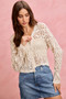 SO ME Crochet Knit Long Sleeves Cardigan Sweater