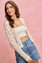 SO ME Crochet Knit Long Sleeves Cardigan Sweater