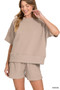 Zenana Ribbed Round Neck Waist Banded Tee & Shorts Set
