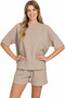 Zenana Ribbed Round Neck Waist Banded Tee & Shorts Set