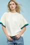 Umgee Contrast Trim Bell Sleeve Top